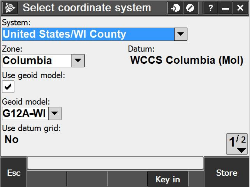 Trimble Access 2015.22 Select Coordinate System From Library Example