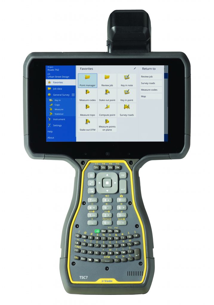 Trimble TSC7 Data Collector and Controller, close-up view from the front.