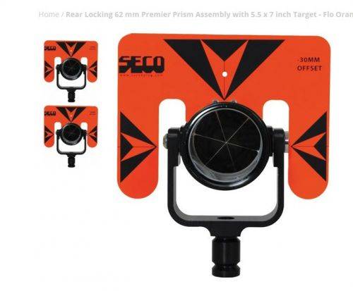 Seco Rear Locking 62mm Premier Prism Assembly with 5.5" x 7" Target in orange and black.