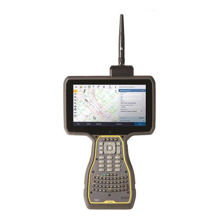 Trimble TSC7 Data Collector and Controller, view from the front with antenna extended.