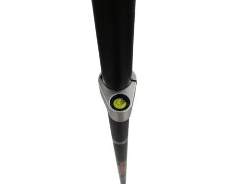 FiberLite all carbon fiber 2m snap-lock GNSS Rover Rod, close-up view of 20-minute bubble