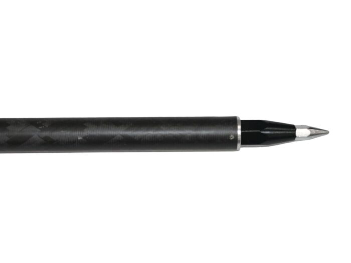 FiberLite all carbon fiber 8.5ft 2.6m prism pole, close-up view of point