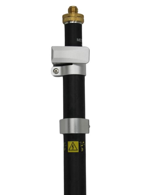 FiberLite all carbon fiber 8.5ft 2.6m prism pole, close-up view of single clamp